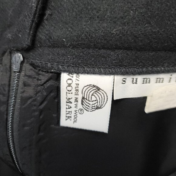 Vintage Summit Hill Black Wool Midi Skirt Women's Size 16 Front Slit Long Length - Picture 11 of 12